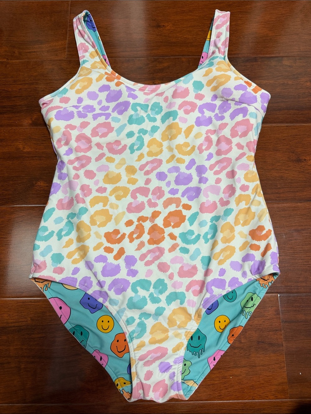Womens One-Piece Swimsuit in Pastel Multicolor Print
